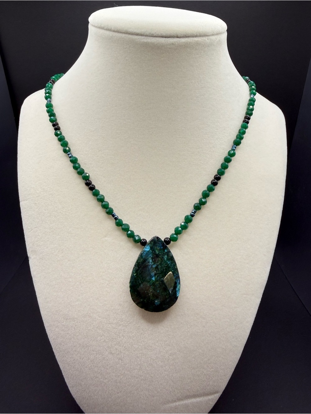 Green Jade and Labradorite Necklace